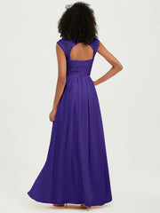 Chiffon Bridesmaid Dresses with Lace Cap Sleeves Regency