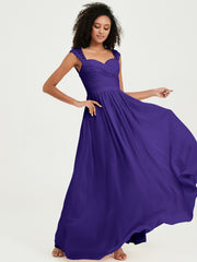 Chiffon Bridesmaid Dresses with Lace Cap Sleeves Regency