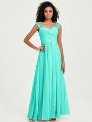 Chiffon Bridesmaid Dresses with Lace Cap Sleeves Spa