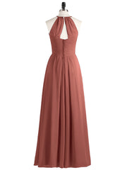 Long Chiffon Dresses with Halter Neck Terracotta