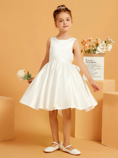 Cute A-Line Bow Short Flower Girl Dress Ivory