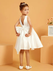 Cute A-Line Bow Short Flower Girl Dress Ivory