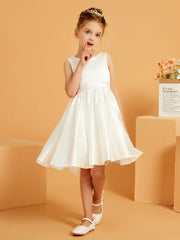 Cute A-Line Bow Short Flower Girl Dress Ivory