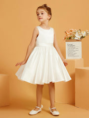 Cute A-Line Bow Short Flower Girl Dress Ivory