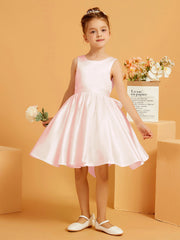 Cute A-Line Bow Short Flower Girl Dress Blushing Pink