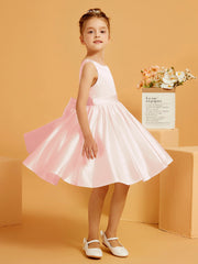 Cute A-Line Bow Short Flower Girl Dress Blushing Pink