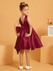 Cute A-Line Bow Short Flower Girl Dress Burgundy