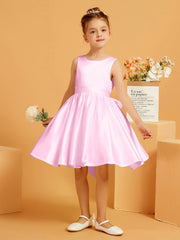 Cute A-Line Bow Short Flower Girl Dress Candy Pink