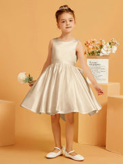 Cute A-Line Bow Short Flower Girl Dress Champagne