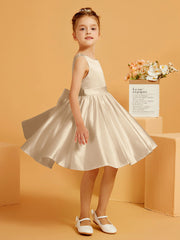 Cute A-Line Bow Short Flower Girl Dress Champagne