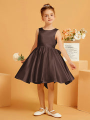 Cute A-Line Bow Short Flower Girl Dress Chocolate