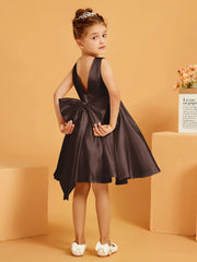 Cute A-Line Bow Short Flower Girl Dress Chocolate