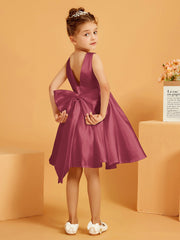 Cute A-Line Bow Short Flower Girl Dress Cinnamon Rose