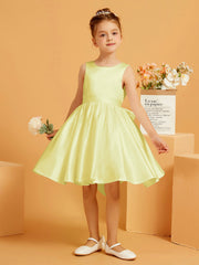 Cute A-Line Bow Short Flower Girl Dress Daffodil
