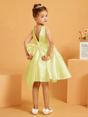 Cute A-Line Bow Short Flower Girl Dress Daffodil