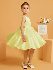 Cute A-Line Bow Short Flower Girl Dress Daffodil