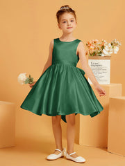 Cute A-Line Bow Short Flower Girl Dress Dark Green