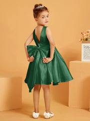 Cute A-Line Bow Short Flower Girl Dress Dark Green
