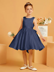 Cute A-Line Bow Short Flower Girl Dress Dark Navy