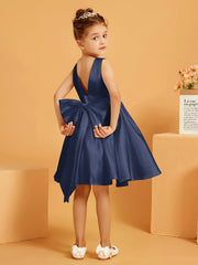 Cute A-Line Bow Short Flower Girl Dress Dark Navy