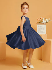 Cute A-Line Bow Short Flower Girl Dress Dark Navy