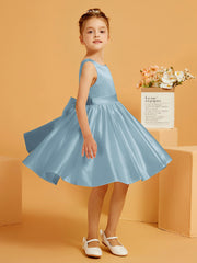 Cute A-Line Bow Short Flower Girl Dress Dusty Blue