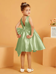 Cute A-Line Bow Short Flower Girl Dress Dusty Sage