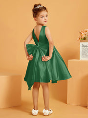 Cute A-Line Bow Short Flower Girl Dress Emerald