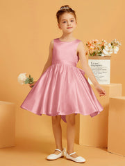 Cute A-Line Bow Short Flower Girl Dress Flamingo