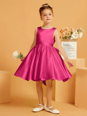 Cute A-Line Bow Short Flower Girl Dress Fuchsia