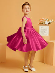 Cute A-Line Bow Short Flower Girl Dress Fuchsia