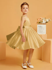 Cute A-Line Bow Short Flower Girl Dress Gold