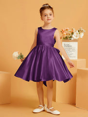 Cute A-Line Bow Short Flower Girl Dress Grape