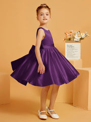Cute A-Line Bow Short Flower Girl Dress Grape