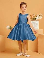 Cute A-Line Bow Short Flower Girl Dress Ink Blue