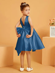 Cute A-Line Bow Short Flower Girl Dress Ink Blue
