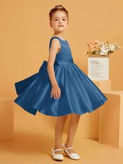 Cute A-Line Bow Short Flower Girl Dress Ink Blue
