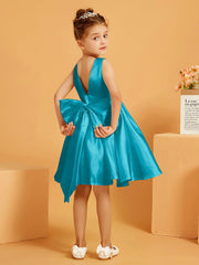 Cute A-Line Bow Short Flower Girl Dress Jade
