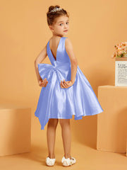 Cute A-Line Bow Short Flower Girl Dress Lavender