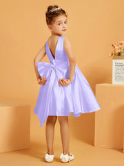 Cute A-Line Bow Short Flower Girl Dress Lilac