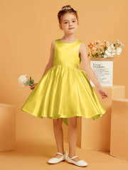 Cute A-Line Bow Short Flower Girl Dress Marigold
