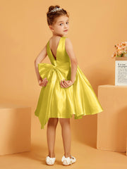 Cute A-Line Bow Short Flower Girl Dress Marigold