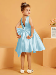 Cute A-Line Bow Short Flower Girl Dress Mist