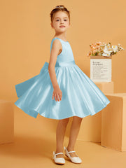 Cute A-Line Bow Short Flower Girl Dress Mist