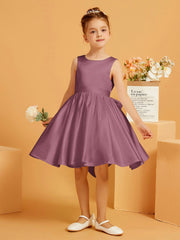 Cute A-Line Bow Short Flower Girl Dress Mulberry