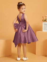 Cute A-Line Bow Short Flower Girl Dress Mulberry