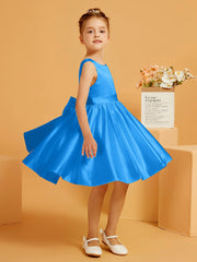 Cute A-Line Bow Short Flower Girl Dress Ocean Blue