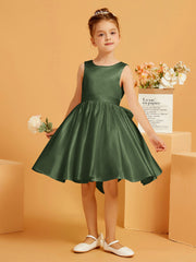 Cute A-Line Bow Short Flower Girl Dress Olive Green