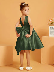Cute A-Line Bow Short Flower Girl Dress Olive Green
