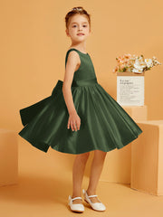 Cute A-Line Bow Short Flower Girl Dress Olive Green